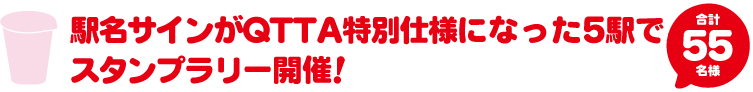 駅名サインQTTA特別仕様の5駅でスタンプラリー開催! 合計55名様